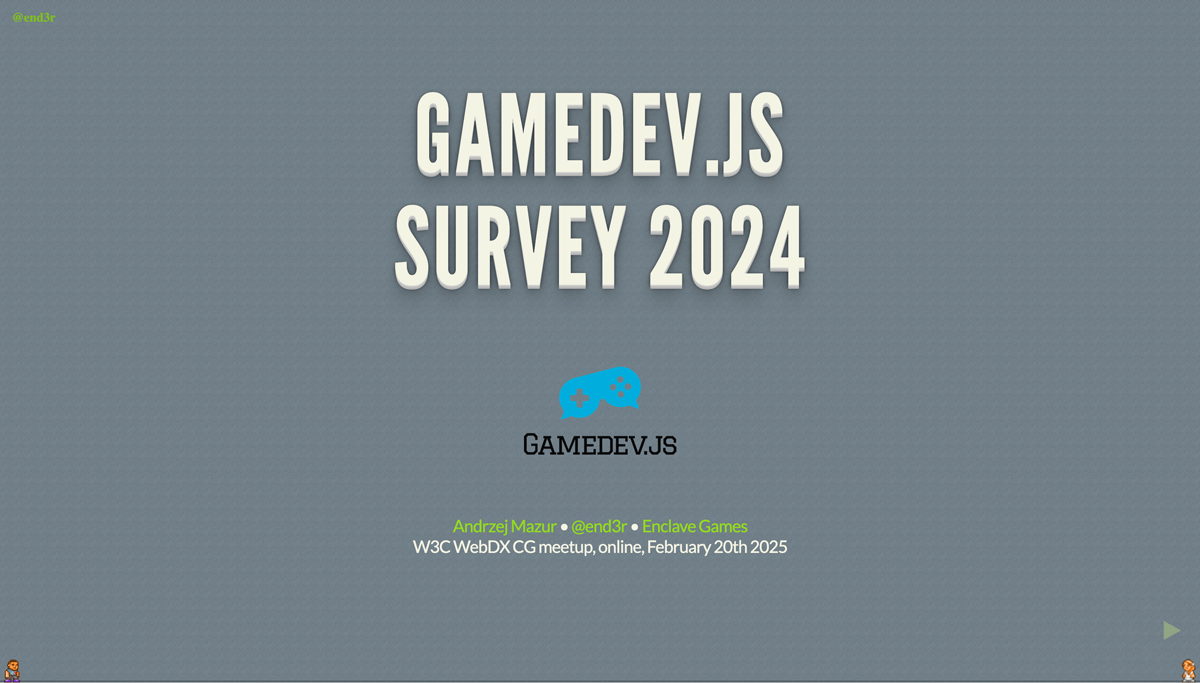 Enclave Games - Monthly February 2025: Gamedev.js Survey 2024 slides